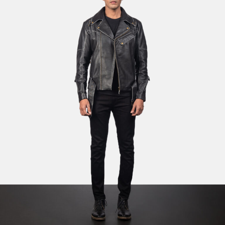 Mens Vincent Black Leather Biker Jacket4395-2-1557059373641